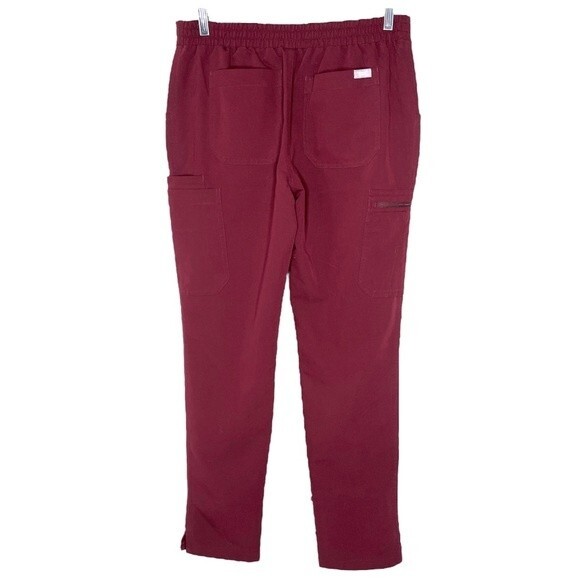 FIGS Yola Skinny Scrub Pants sz S * Burgundy Scrubs Bottoms Pockets - Picture 2 of 3